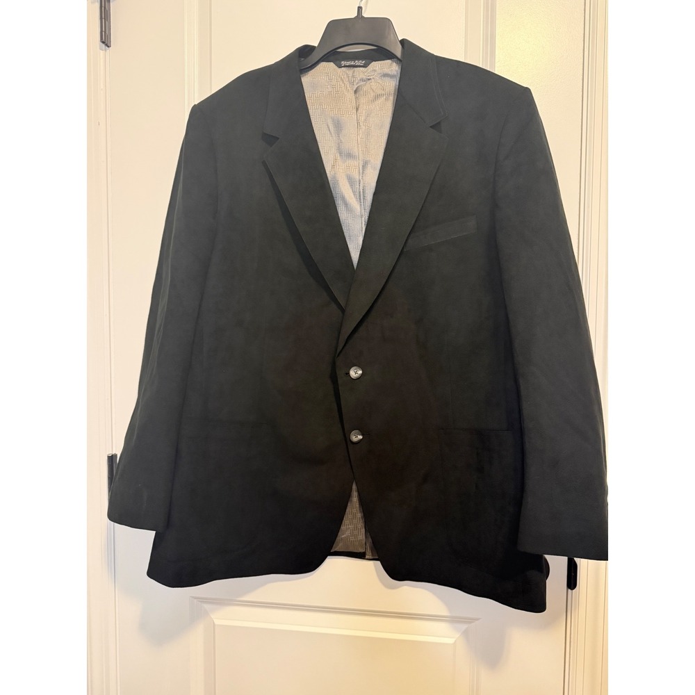 Halston Blazer Mens XL Black Excellent Suede Feel Sport Coat Classic Formal